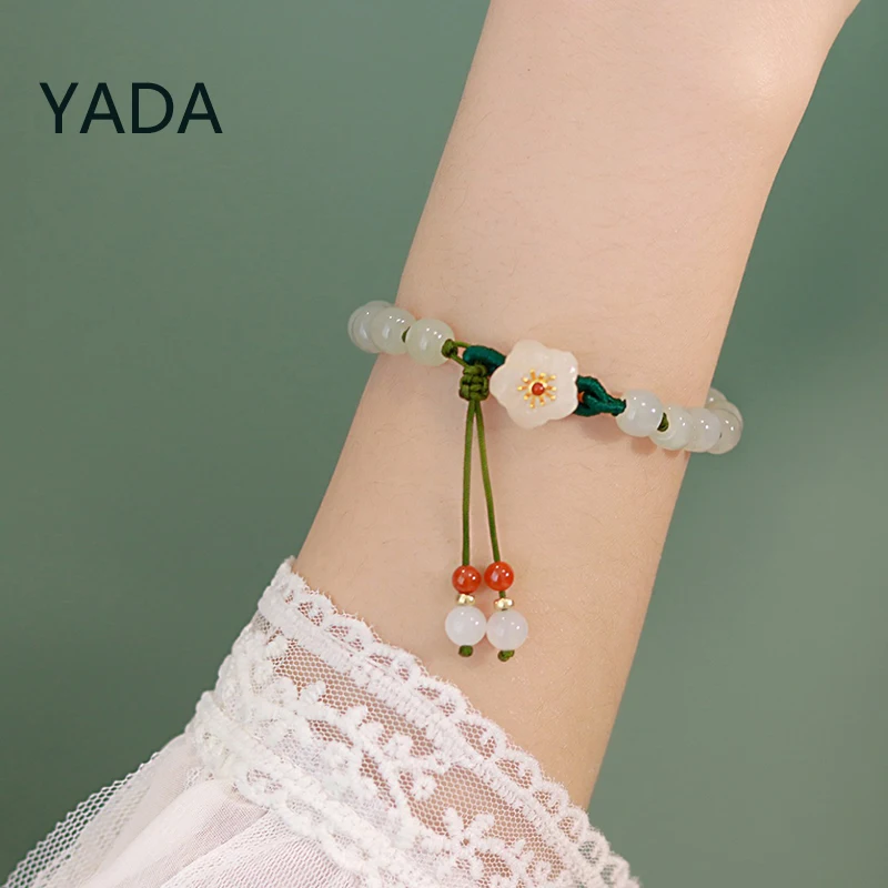 

YADA Peach Blossom Flower Weave Rope Bracelets Bangles Charm For Women Friendship Bracelet Casual Jewelry Hand Bracelet BT220049