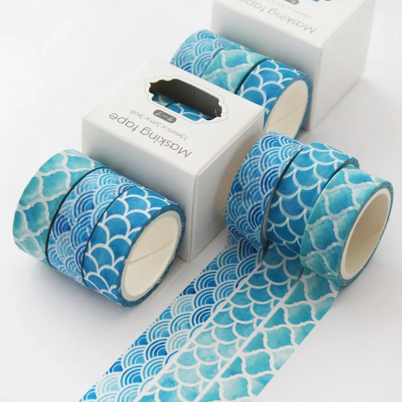 

3 Pcs/Pack Ocean Wave Washi Tapes Set Adhesive Masking Tape DIY Scrapbooking Sticker Label Japanese Cute Stationery