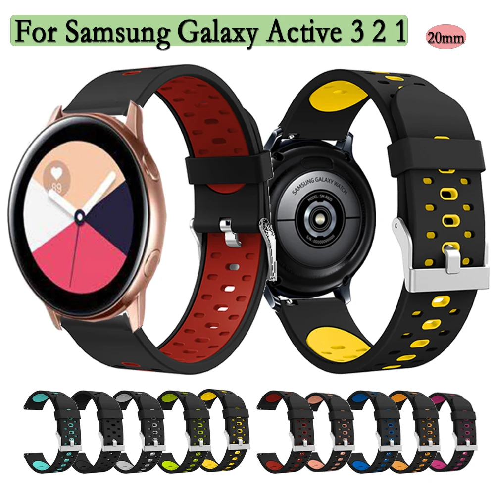 

20mm Strap For Samsung Galaxy Watch Active 3/2/1 Silicone watchband For Samsung Gear Sport Wristband Replacement