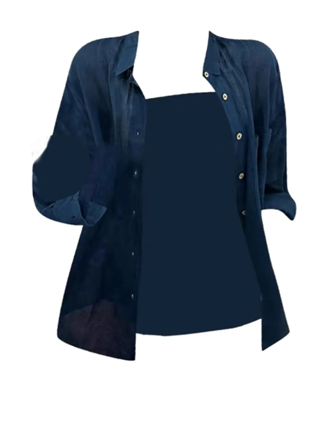 Женская джинсовая рубашка с длинным рукавом свободного покроя