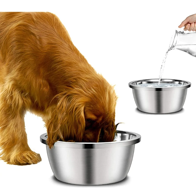 

304 Stainless Steel Dog and Cat Bowls Heavy Duty Replacement Feeder Bowl Metal Food and Water Dishes 7.8/9.4/11/11.8 Inches