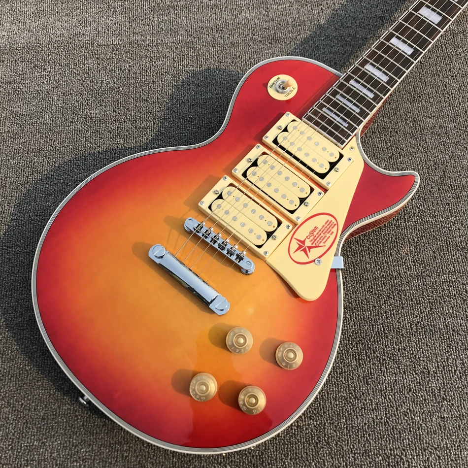 

Custom Shop, Made in China, LP Custom High Quality Electric Guitar, 3 piece pickup, Chromedw Harare, Pick Guard, Free Shipping