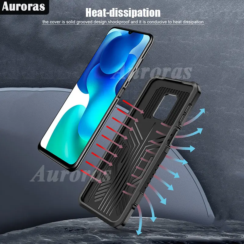 Чехол Auroras для Infinix Smart 7 механическая броня с держателем задний зажим твердый