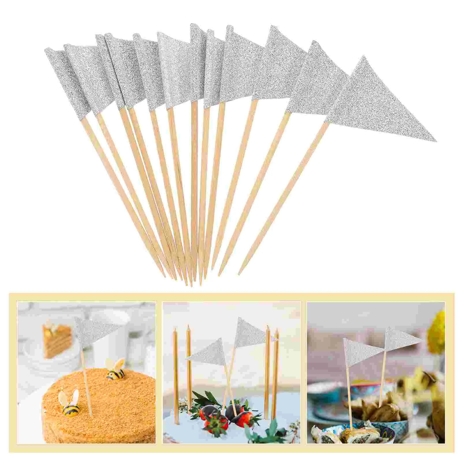 

12Pcs Food Flags Cheeseplate Cupcake Toppers Toothpick Flags Dessert Fruit Picks for Party