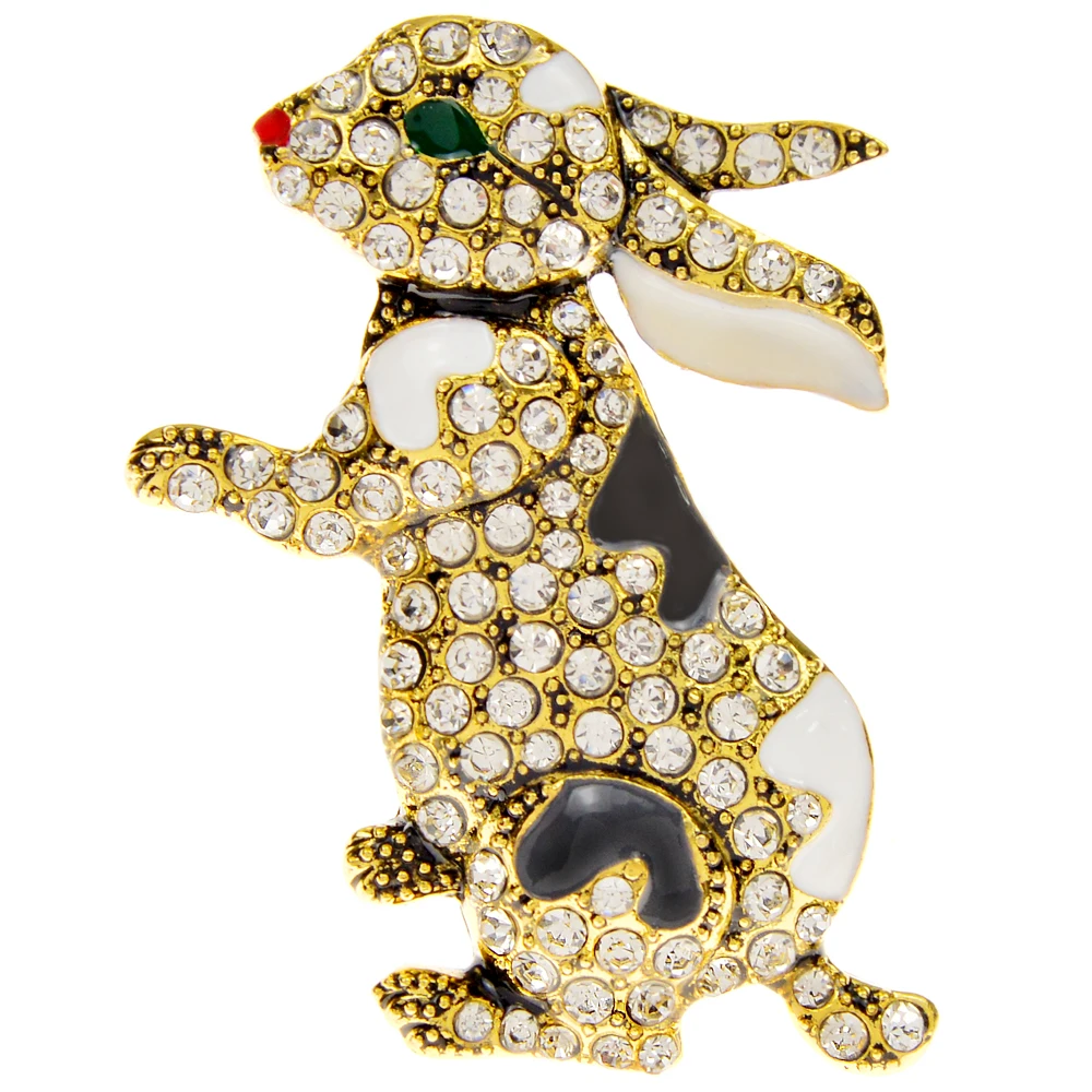 CINDY XIANG Rhinestone Rabbit Brooch Cute Enamel Animal Pin Zodiac Fashion Jewelry 2 Colors Available Vintage Accessories