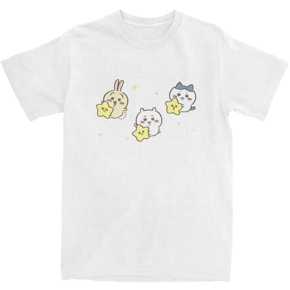 Anime Chiikawa T-Shirt Male Japan Mniniso Vintage 100% Cotton T-Shirts Beach O-Neck Popular Tee Shirt Print Oversized Tops