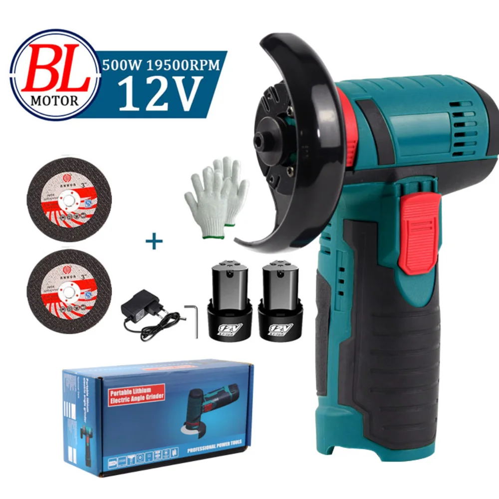 12V Mini Angle Grinder with Rechargeable Lithium Battery Cordless Polishing Machine Diamond Cutting with Accessories Power Tool 1
