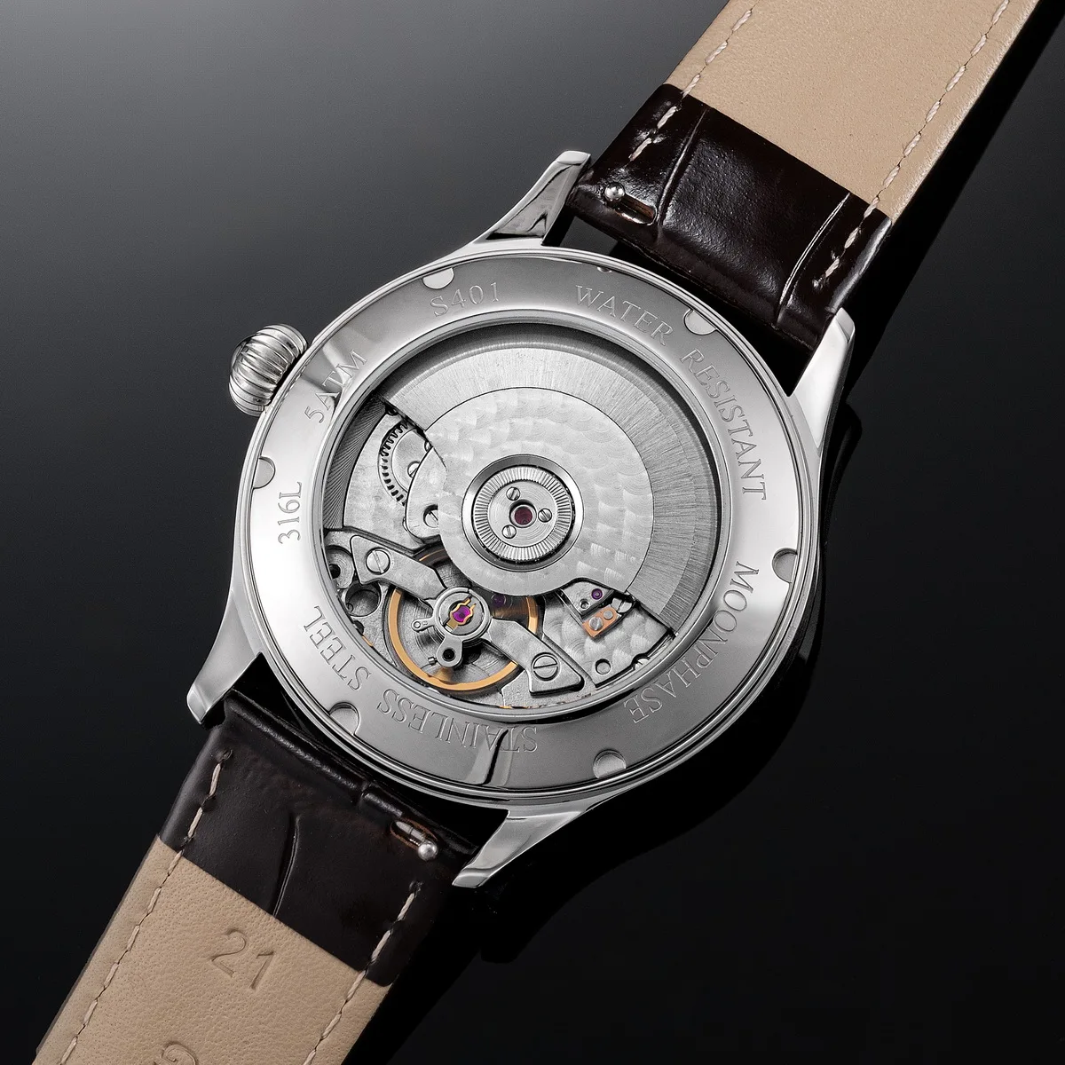 Фото Мужские часы Sugess Moonphase ST2528 с автоматическим механическим механизмом, водонепроницаемые, с сапфировым стеклом, титановым циферблатом S401 №4