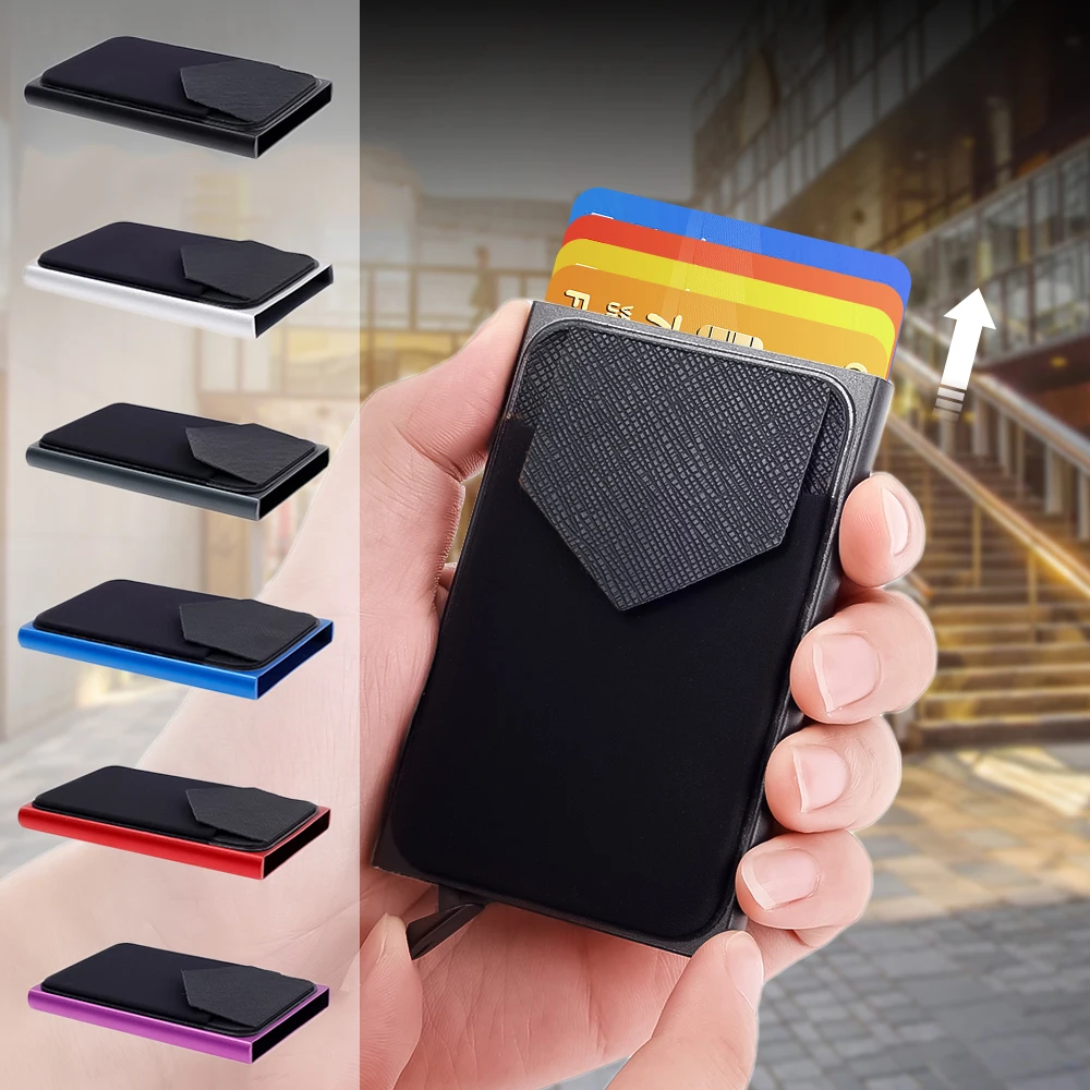 

RFID Credit Card Wallet Automatic Pop Up Bank Card Metal Case Protector Aluminum ID Card Holder Pocket Mens Women Wallet Pouch