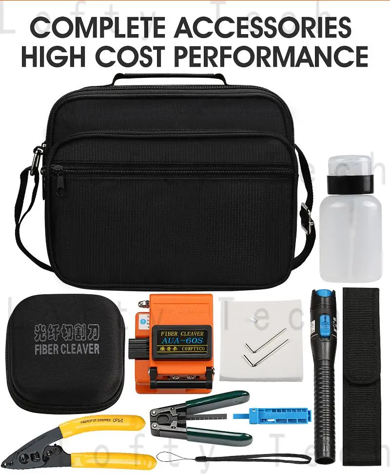 13 Pcs/Set FTTH Fiber Optic Tool Kit with AUA-60S Cleaver and Plastic 5mW Visual Fault Locator Wire Stripper Tool