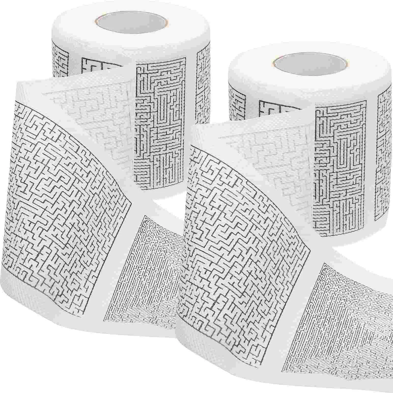 

2 Rolls Bathroom Napkins Maze Pattern Toilet Papers Used Colored Tissue Printed Supple Printing