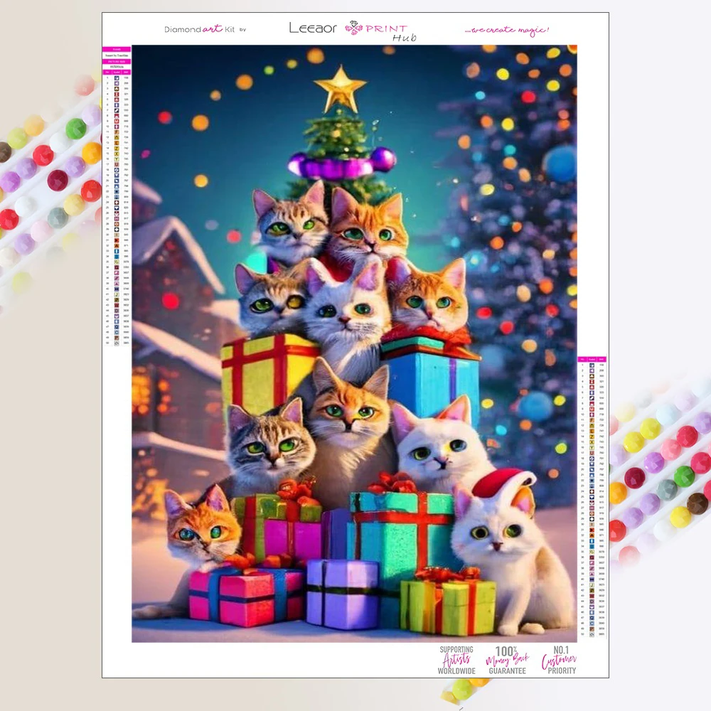 

Рождественское украшение, алмазная живопись, милая кошка, рождественская елка, Мультяшные животные, наборы для вышивки крестиком, мозаика, вышивка, домашний декор, подарок