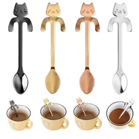 stainless steel coffee spoon lovely cute cat shape teaspoon dessert snack scoop ice cream mini spoons tableware kitchen tools