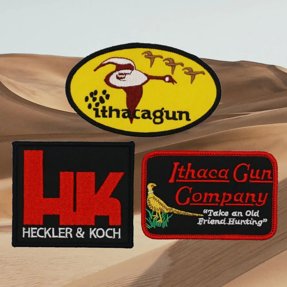 Логотип компании огнестрельное оружие этикетка для шитья значки в стиле