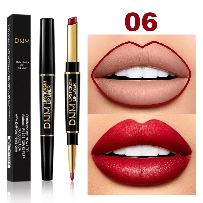 Double Ended Matte Lipstick Wateproof Long Lasting Lipsticks Brand Lip Makeup Cosmetics Dark Red Lips Liner Pencil TSLM1