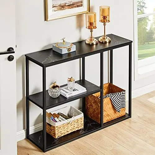 

Table, Modern Sofa Table with 3-Tier Storage Shelves, 12'' Narrow Industrial Entryway Table for Living Room, Corridor, H Small c