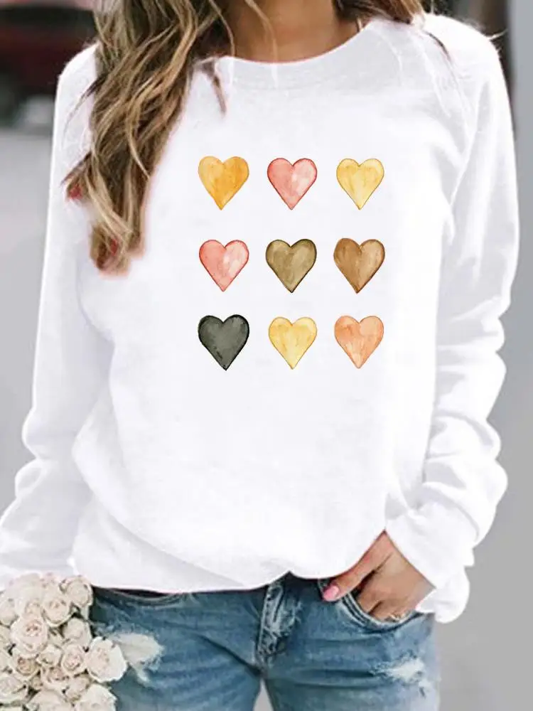 

Woman Print Female Pullovers Women Clothing Ladies Love Heart Trend 90s Spring Autumn Hoodies Casual Graphic Sweatshirts