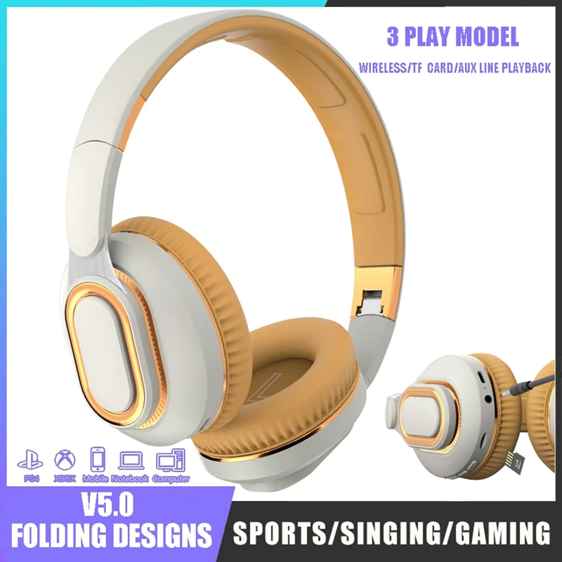 

Wireless Headphones With Microphone 3 Play Model Bluetooth V5.0 Foldable Gaming Headsets HD Voice Call Earphones For PS4 PC Phon