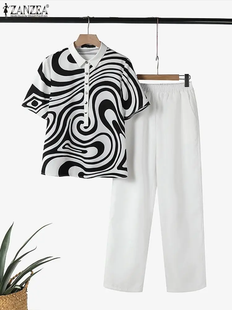 Топ ZANZEA женский с мраморным принтом модный Свободный Повседневный брючный