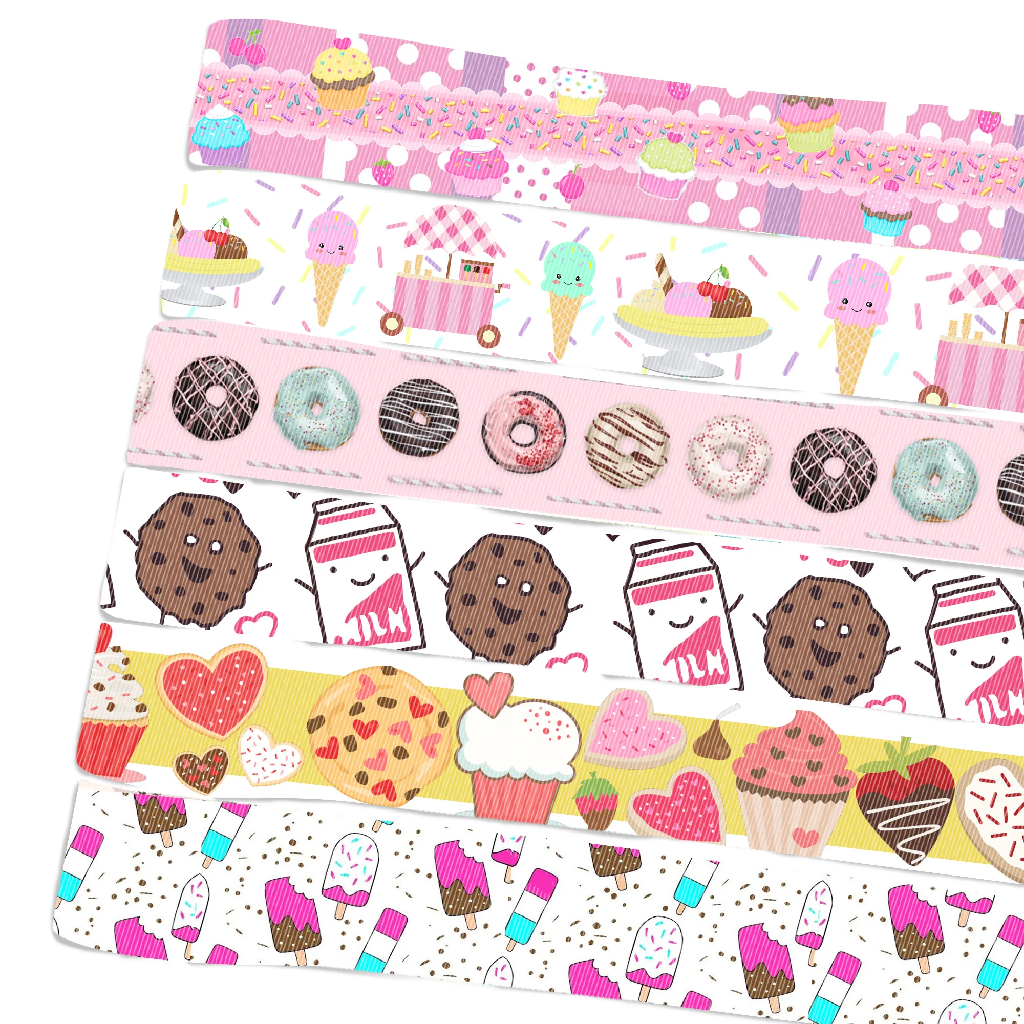 

5 ярдов, корсажные ленты разных размеров для торта, пончиков, десертов с принтом, банты для волос, подарочная упаковка «сделай сам», товары для рукоделия, 5Yc1217