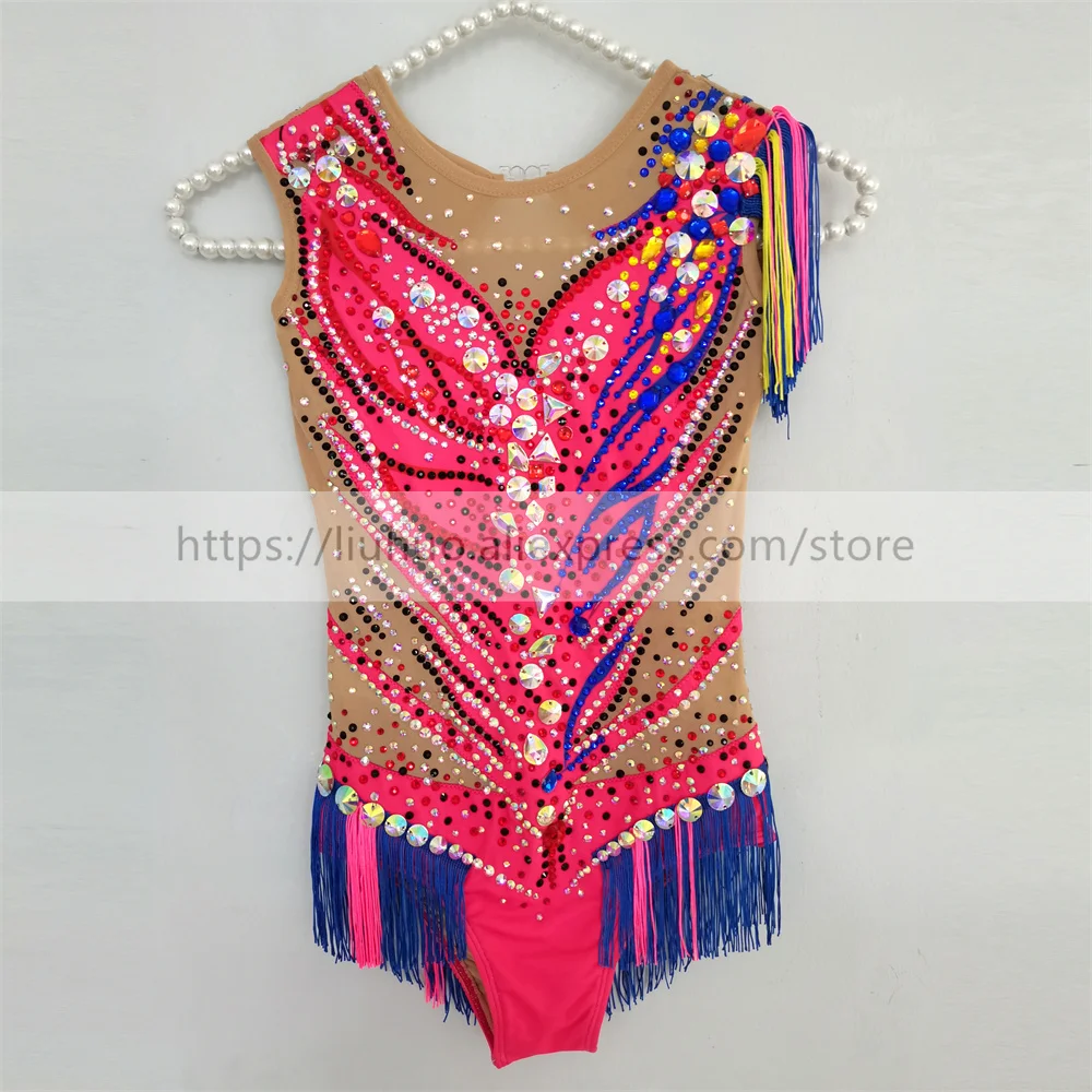 

LIUHUO Customize Women Girl Costume Performance Rhythmic Gymnastics Children Competition Figure Ice Skating Dress Kid Red Teens
