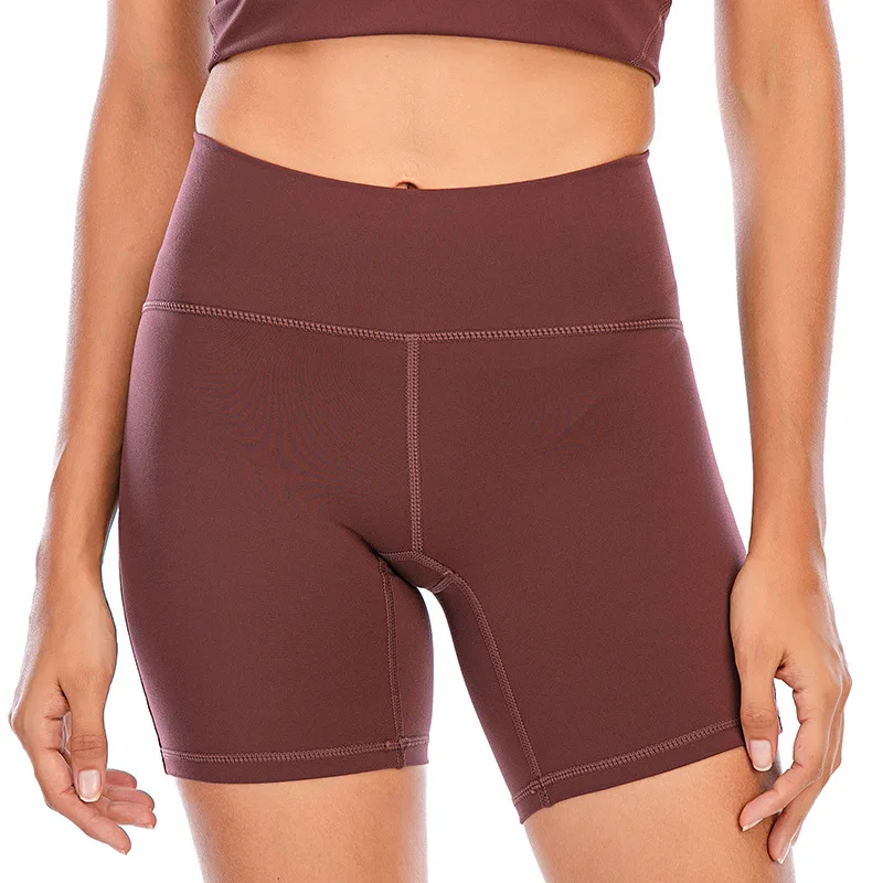 Luluwomen Fitness Sports Short Soft Athletic Tight High Waist Gym Yoga Short Leggings Cycling Workout Training With Back Pockets