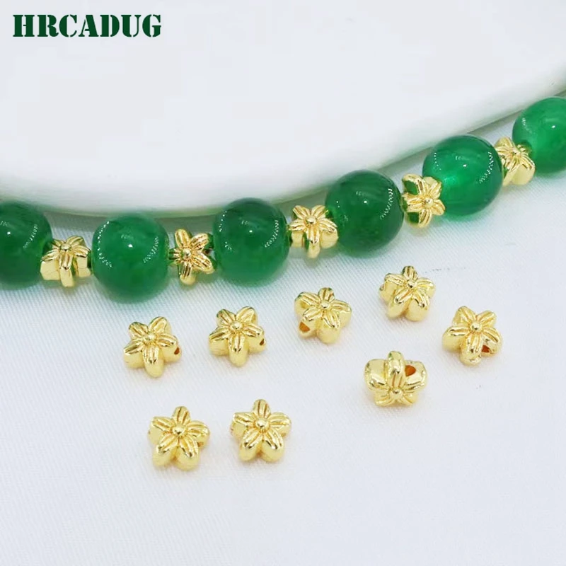 Flower Bead 18K Gold Plated Bracelet Beaded Fittings Separation Beads For DIY Handmade Jewelry Accessories Findings Spacer Beads