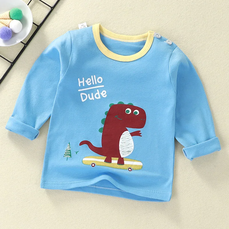 

New children long sleeve T shirt spring clothes boys sweater little girls autumn thin bottoming cute top cartoon animal clothing