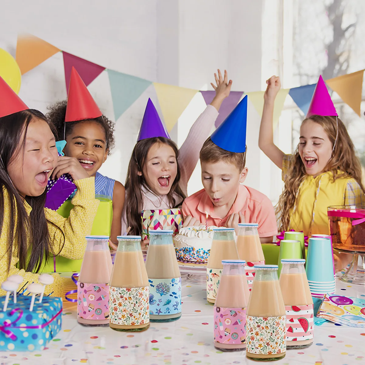 Наклейки на бутылки с цветочным рисунком