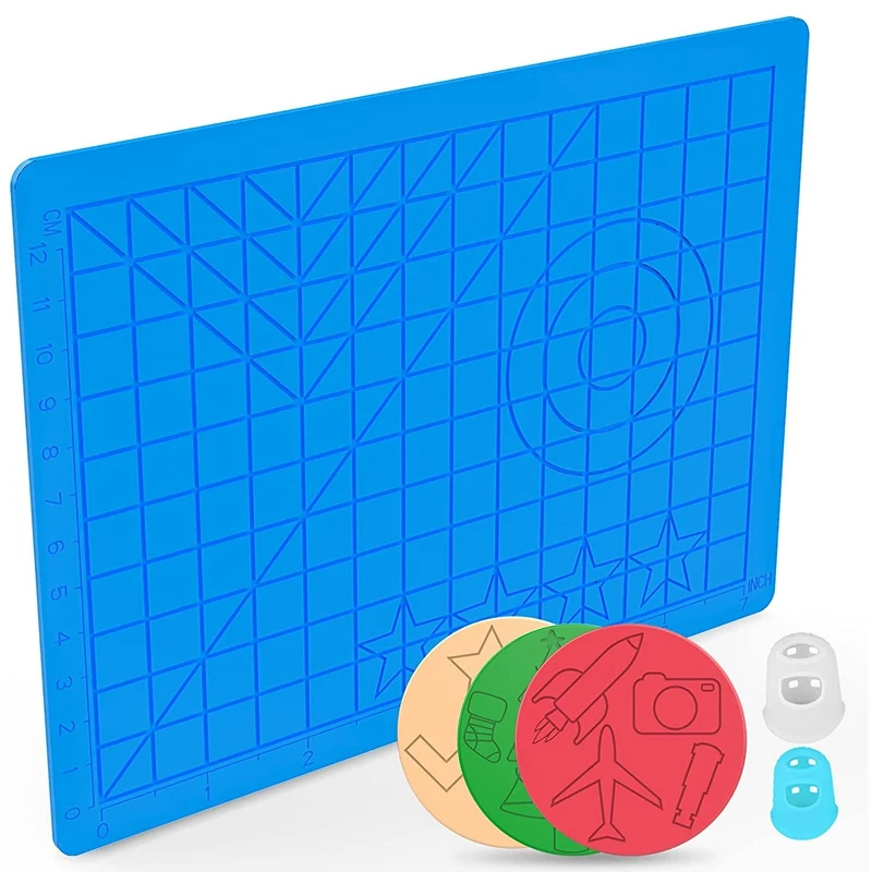 

3D Printing Pens Mat 3D Pen Pad Silicone Template With Bonus 3 Patterns Mat 2 Finger Protectors