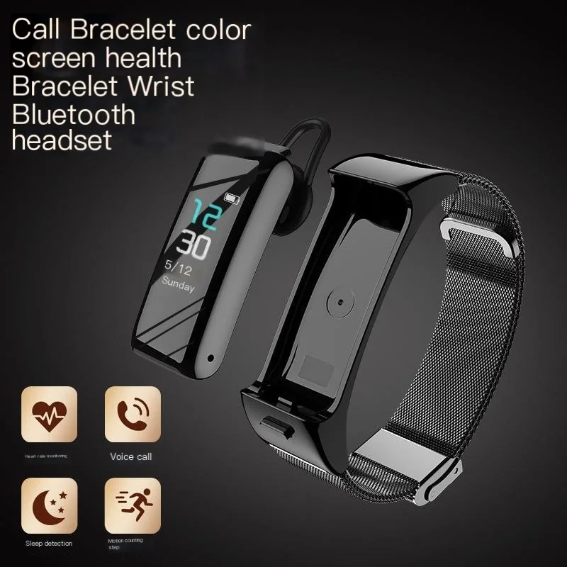 

Новый смарт-браслет с Bluetooth, гарнитура 2 в 1, монитор сердечного ритма и артериального давления, счетчик шагов, спортивные часы, умные часы, бр...