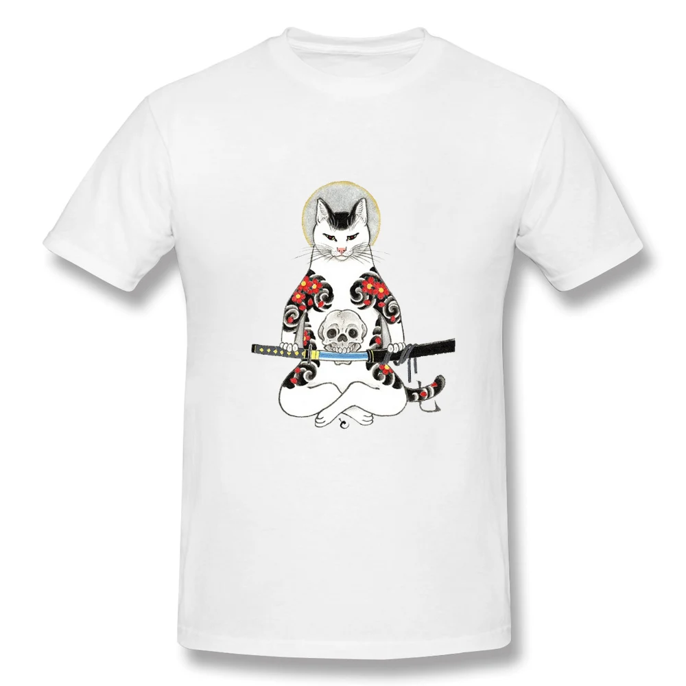 

CLOOCL Men's T-shirt 100% Cotton T-shirts Japanese Samurai Cat 3D Print Harajuku Casual White Top Asian Size XS-7XL DropShipping