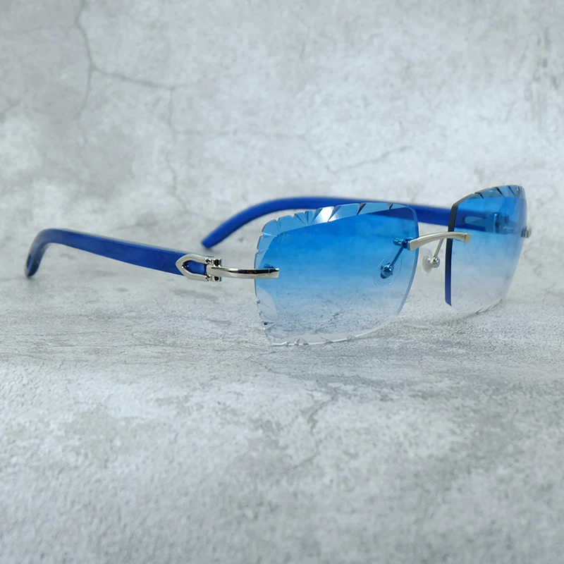

Diamond Cut Sun Glasses Genuine Buffalo Horn Sunglasses Carter Designer Rimless Sunglass For Men And Women Shades Eyewear
