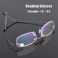 men and women vision care flexible ultralight reading glasses rimless memory titanium presbyopic eyeglasses