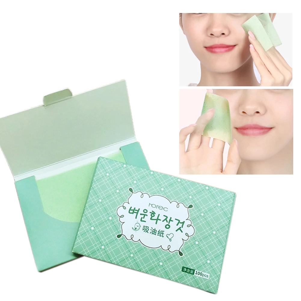 

100sheets/pack Green Tea Facial Oil Blotting Sheets Paper Cleansing Face Oil Control Absorbent Paper Beauty Makeup Tools 2022