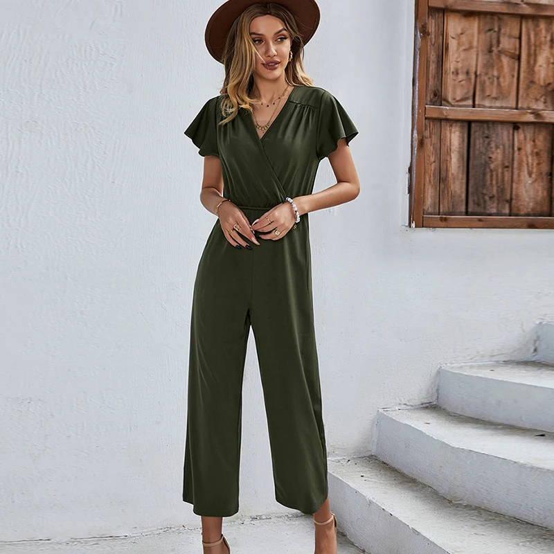 Black Jumpsuit Rompers Women Casual Elegant Birthday Outfits for Female Polyester Ankle-Length Pink Wide Leg Pants Clothing 2022