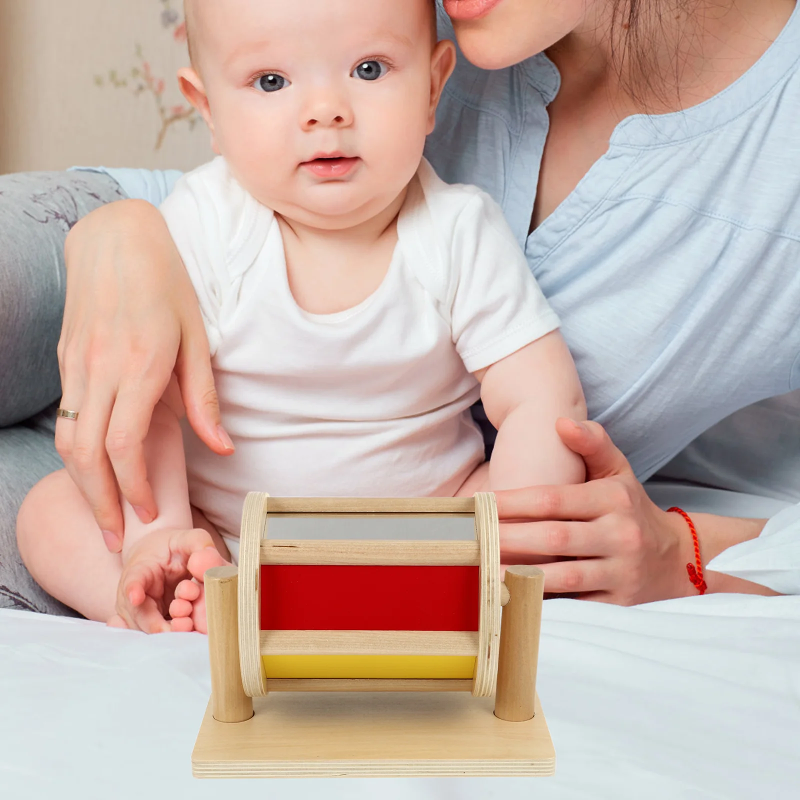 

Wooden Toy The Bell Toddlers Plaything Baby Montessori Toys Puzzle Textile Drum