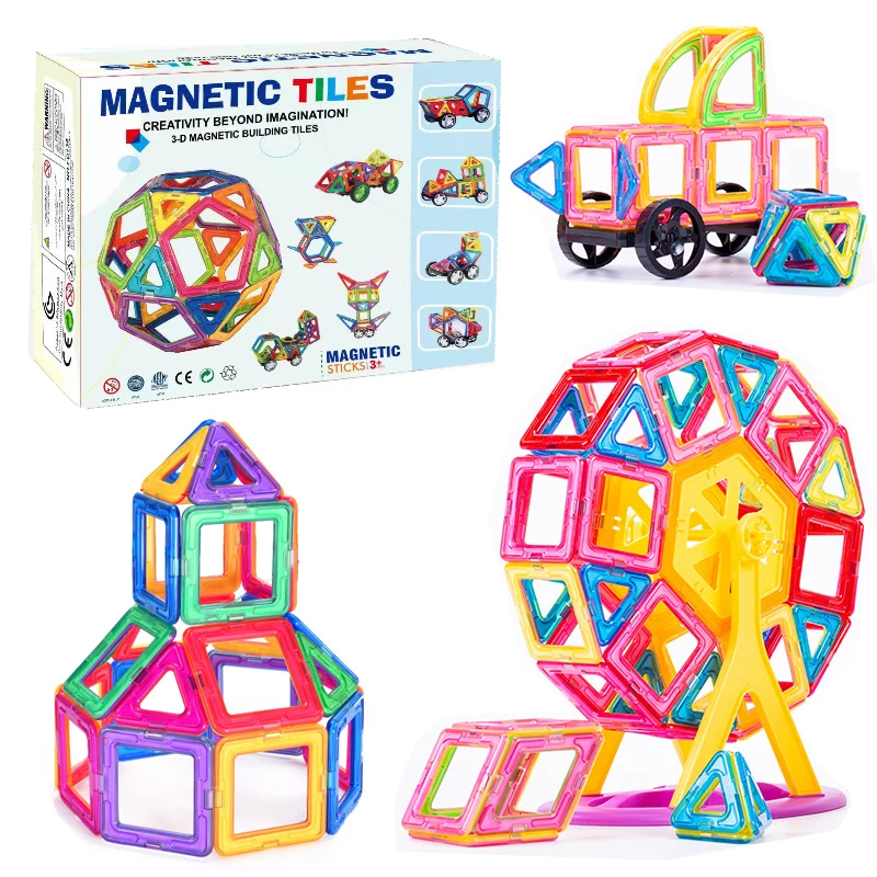 Set di costruzioni magnetiche blocchi magnetici Montessori piastrelle magnetiche 3D kit di costruzione per bambini ragazzi ragazze giocattoli educativi
