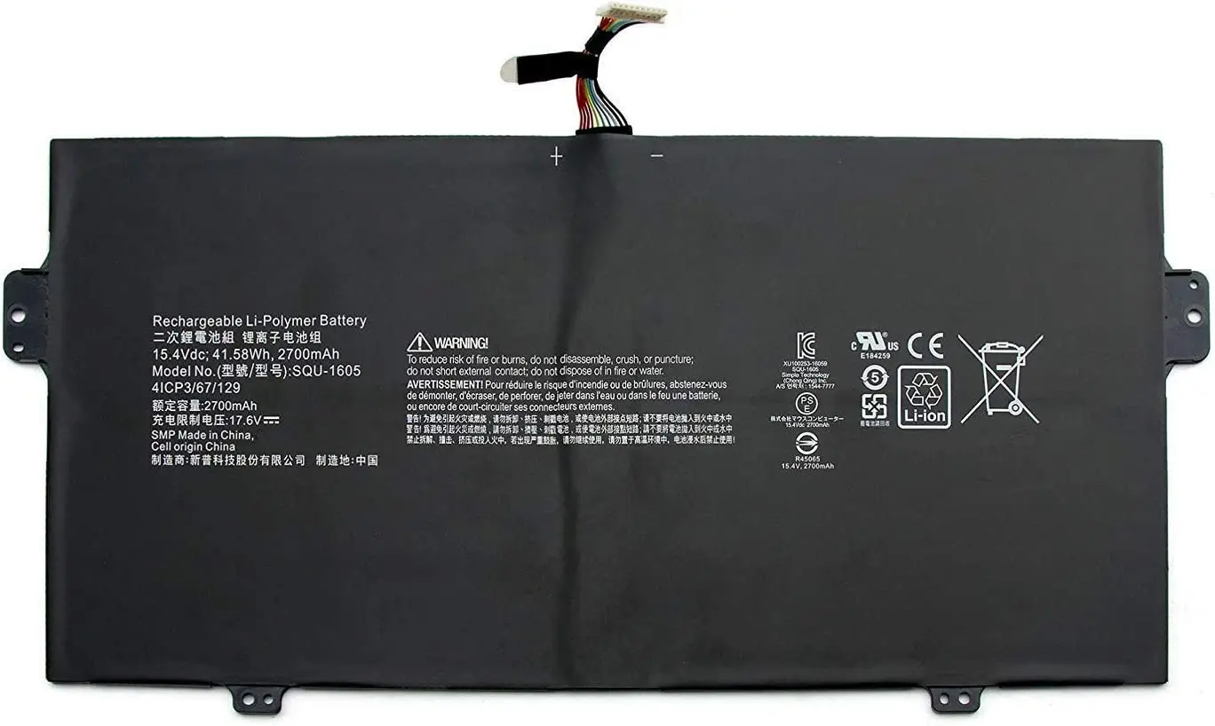 Запасной аккумулятор 15 4 В 41 58 Втч 2700 мАч SQU-1605 4ICP3/67/129 совместимый с Acer Swift 7 SF713-51
