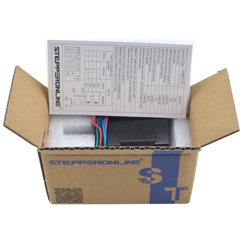 STEPPERONLINE Nema 17 Шаговый двигатель 17HS19-2004S1 48 мм 2A Nema17 Двигатель 59Ncm с кабелем 1 м 4-проводной для 3D-принтера Двигатель XYZ с ЧПУ (art.: 7af6d01c5) - 7af6d01c5