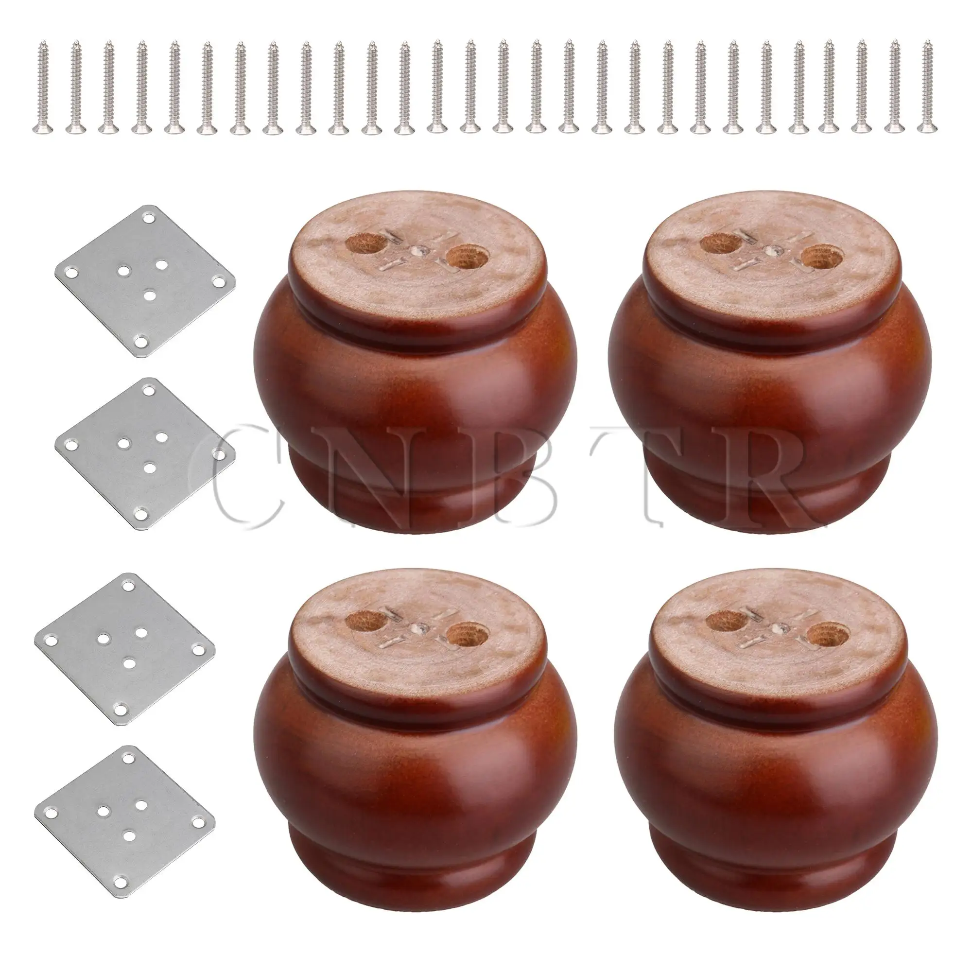 

CNBTR 4 Pieces Wood Furniture Feet Lifters 2.4 Inch Height with Plates and Screws