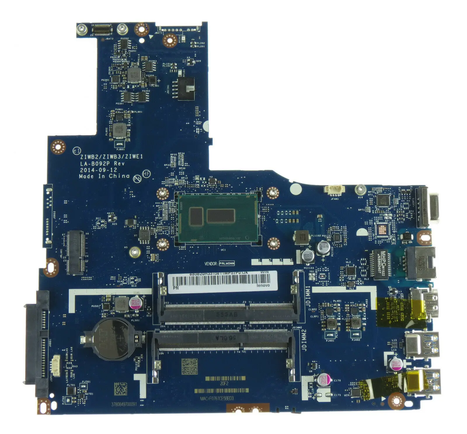 Для Lenovo b50-80 b50-70 e50-80 e50-70 la-b092p i3-4005u USB |