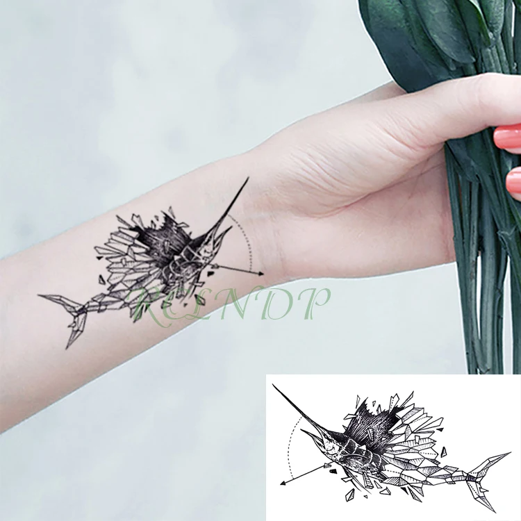 Водостойкая Временная тату-наклейка компас стрелка римские часы якорь маленькая