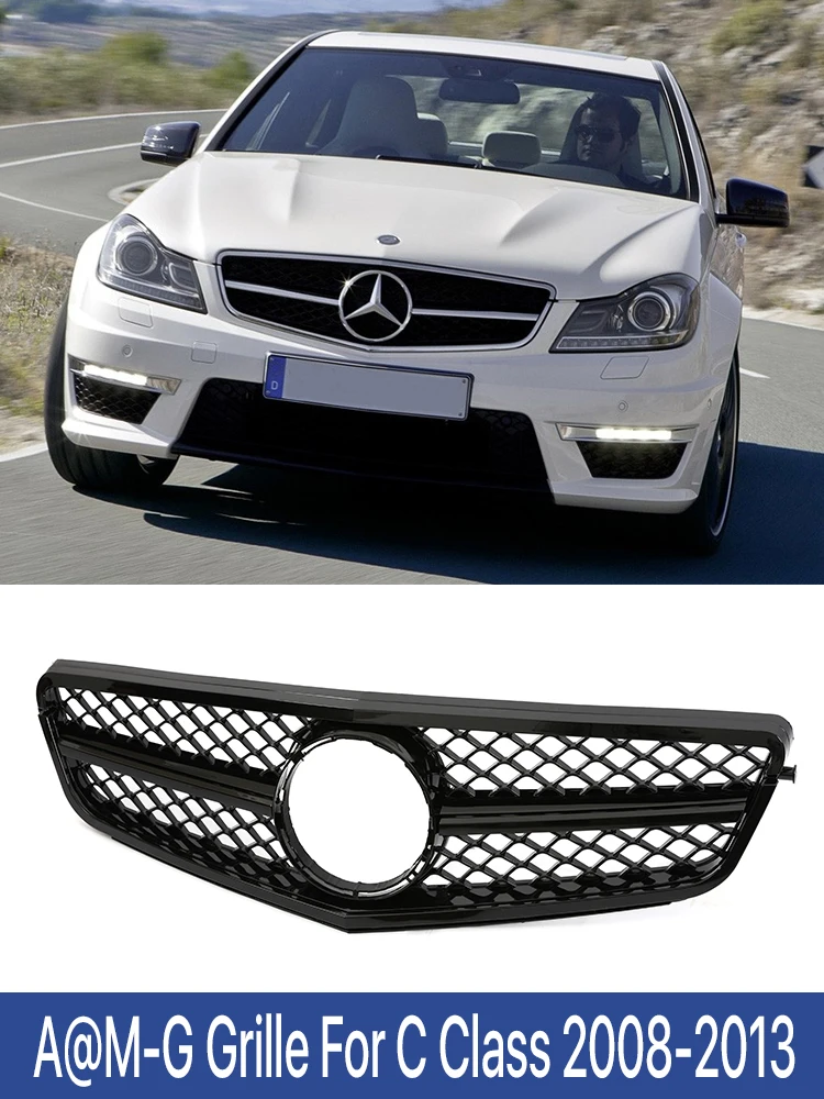 

For Mercedes Benz C Class W204 Front Bumper AMG Style Grille C180 C200 C300 C350 Grill 2008 2009 2010 2011 2012 2013 Black