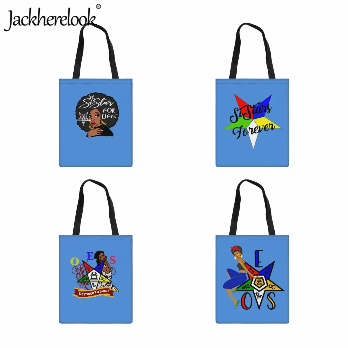 

Jackherelook Order of The Eastern Star Eco Canvas Bag for Women Foldable Shoulder Bag Casual Travel Large Capacity Beach Tote