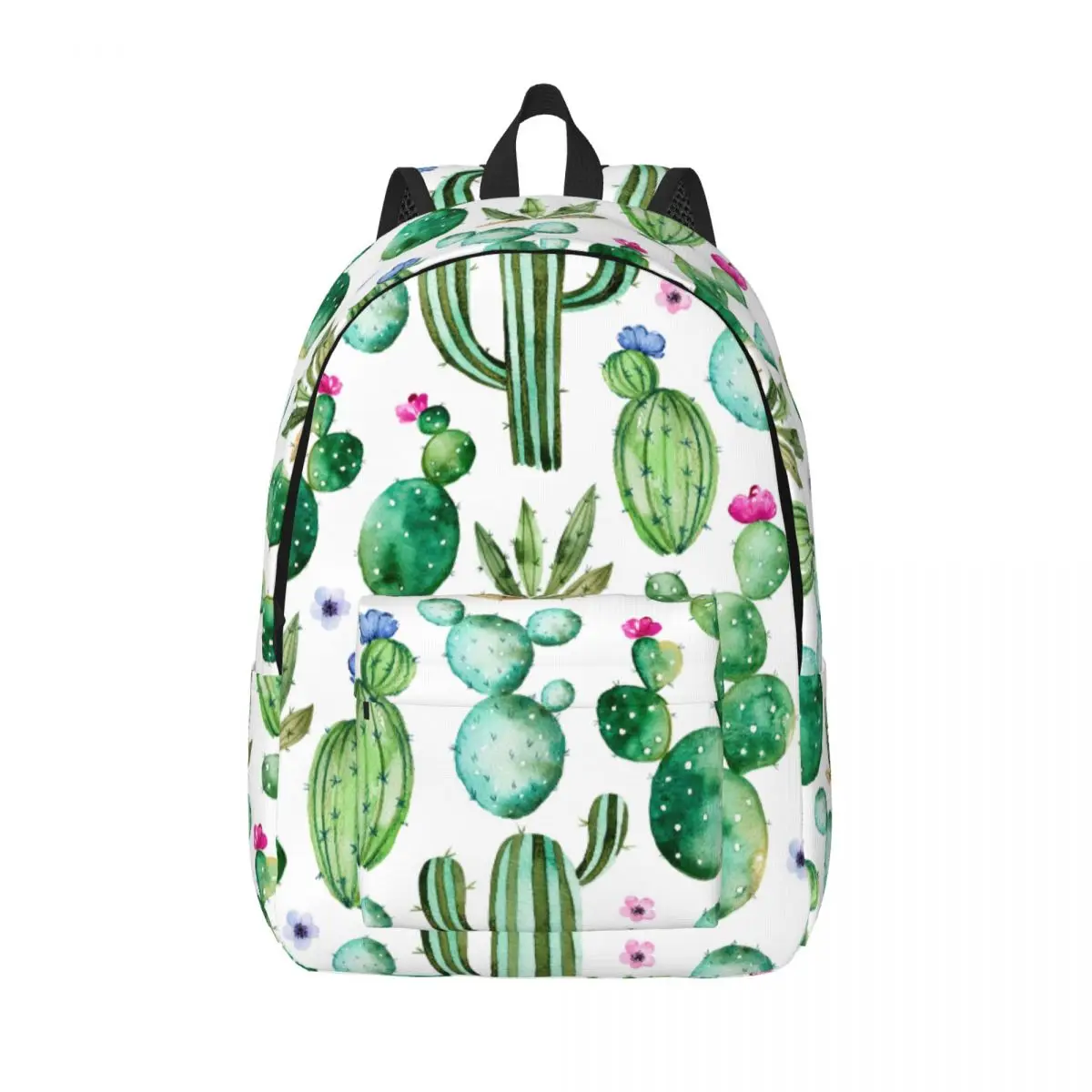 

Student Bag Watercolor Cactus Green Backpack Parent-child Lightweight Backpack Couple Laptop Bag