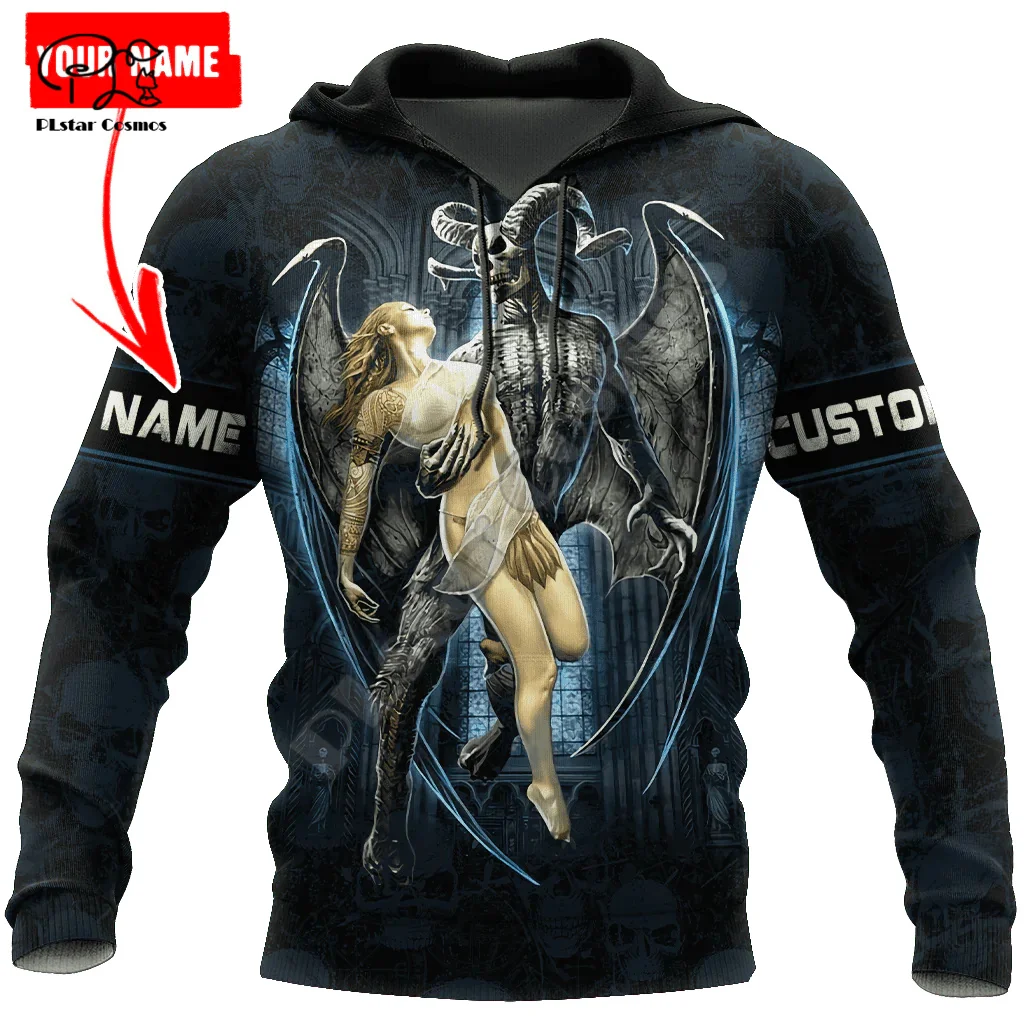 

Custom Name Reaper Ghost Gothic Skull Satan Baphomet Devil Tattoo 3DPrint Pullover Harajuku Streetwear Casual Funny Hoodies 17X