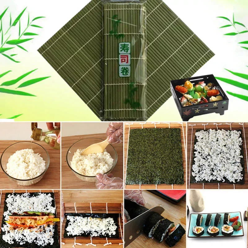 

2022NEW Curtain Cooking Accessories Sushi Rolling Roller Hand Maker Sushi Tools Onigiri Rice Rollers Bamboo Non-stick