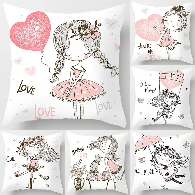 

Love birthday girl series pillow gift home office decoration pillow bedroom sofa car cushion cover funda de almohada
