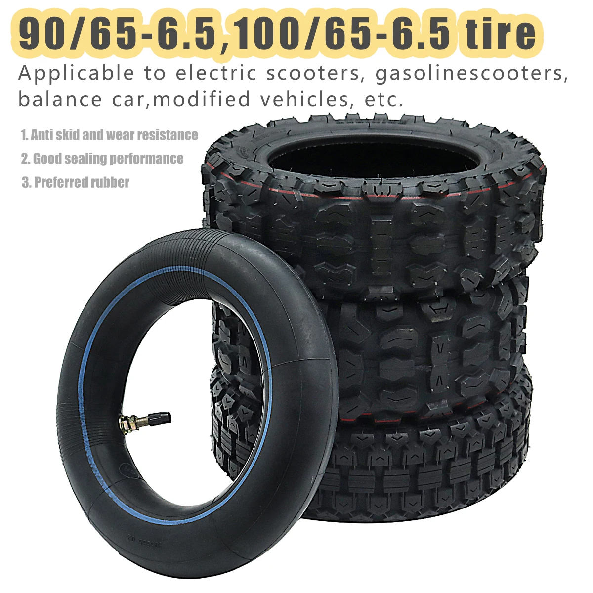

High Quality 11 Inch 90/65-6.5 Electric Scooter Vacuum Wheel Tyre 100/65-6.5 Tubless Tire for Dualtron Widen Off-Road Tire
